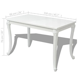 Maison Chic Table de salle à manger,Table à dîner 116 x 66 x 76 cm Blanc haute brillance -GKD76762 pas cher