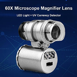 Mini 60x Grossissement Microscope À Poche Loupe À Bijoux LED Lumière Accessoire Outils Réparation