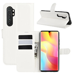 Etui en PU peau de litchi magnétique avec support blanc pour votre Xiaomi Mi Note 10 Lite