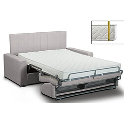 Inside 75 Canapé lit CanapExpress lattes 160cm matelas mémory 22cm tête de lit intégrée velours gris silver