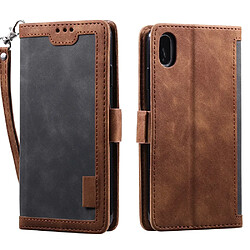 Etui en PU style d'épissage vintage avec support gris pour votre Apple iPhone XR 6.1 pouces