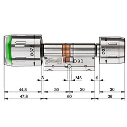 DOM METALUX Cylindre double à bouton électroniques 30x30 ENIQ EasyFlex Box V2