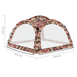 vidaXL Tente de réception avec LED et 4 parois 3,6x3,6x2,3m Camouflage pas cher