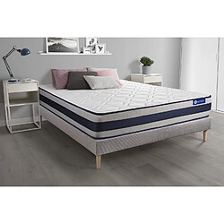 ACTISOM Ensemble matelas Mémoire de forme ACTIMEMO ERGO 200x200 cm Maxi épaisseur 5zones de confort + sommier KIT gris