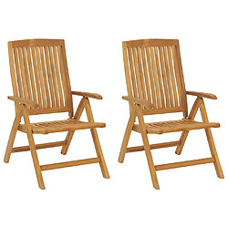 Avis Maison Chic Lot de 2 Chaises de jardin inclinables,Fauteuil d'extérieur bois massif teck -MN75791