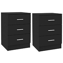 Maison Chic Lot de 2 Tables de chevet - Tables de Nuit Noir 38 x 35 x 56 cm Aggloméré