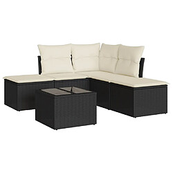 Maison Chic Salon de jardin 6 pcs avec coussins | Ensemble de Table et chaises | Mobilier d'Extérieur noir résine tressée -GKD38342