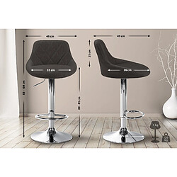 Decoshop26 Tabouret de bar chaise haute x 1 avec coutures décoratives assise en tissu gris foncé pieds métal chromé 10_0005085