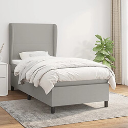 Maison Chic Lit Adulte - Lit simple Lit à sommier tapissier avec matelas moelleux - Meuble de Chambre - Gris clair 90x200 cm Tissu -MN62010