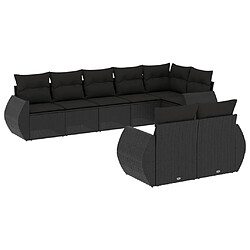 Maison Chic Salon de jardin 8 pcs avec coussins | Ensemble de Table et chaises | Mobilier d'Extérieur noir résine tressée -GKD43382