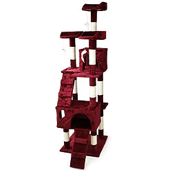 Helloshop26 Arbre à chat 170 cm corde en sisal griffoir grattoir jeux plateforme rouge 16_0000022