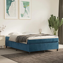 Maison Chic Lit Adulte - Lit simple Lit à sommier tapissier et matelas moelleux - Meuble de Chambre - Bleu foncé 140x190cm Velours -MN90430