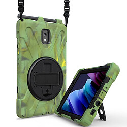 Coque en TPU + Silicone avec béquille pivotante à 360° et fente pour stylo vert armé pour Samsung Galaxy Tab Active 3 T570/T575/T575N/T577