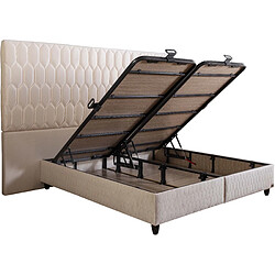 Acheter Vivenla Ensemble de lit coffre 180x200 en velours beige avec un matelas à ressorts ensachés 7 zones de confort de la collection TOKYO