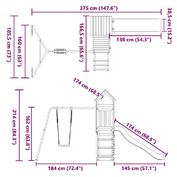 vidaXL Aire de jeux d'extérieur bois massif de douglas pas cher