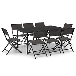 vidaXL Mobilier de salle à manger d'extérieur 9 pcs Acier