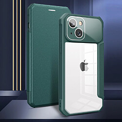 Etui en PU + TPU auto-absorbé magnétique, anti-rayures avec support et porte-carte pour votre iPhone 14 Plus - vert