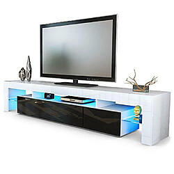 Mpc Meuble TV Blanc Et Noir 189 Cm Avec LED (hxlxp) : 38 X 189 X 35 Cm