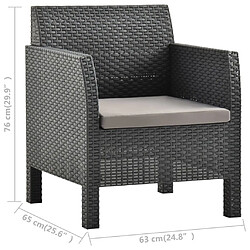 vidaXL Chaise de jardin avec coussin PP Rotin Anthracite pas cher