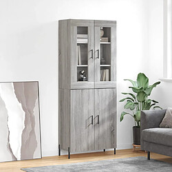 vidaXL Buffet haut Sonoma gris 69,5x34x180 cm Bois d'ingénierie