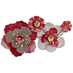 Beliani Décoration murale SCANDIUM Difforme Métal Floral Rouge