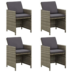 Maison Chic Lot de 4 Chaises de jardin,Fauteuil d'extérieur avec coussins Résine tressée Gris -MN77129