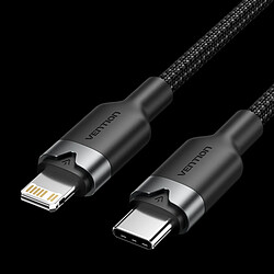 Câble de Charge Vention USB-C/Lightning - Aluminium Tressé - 480Mbps - 3A - 27W Max - Couleur Noir