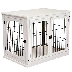 Pawhut Cage pour chien animaux cage en bois MDF classe E1 3 portes verrouillables max. 30 Kg dim. 81L x 58l x 66H cm blanc noir