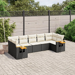 Maison Chic Ensemble Tables et chaises d'extérieur 7pcs avec coussins,Salon de jardin noir résine tressée -GKD727612