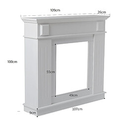 Mobili Rebecca Cadre Decoratif Cheminée Decorative Bois Blanc 100x109x26