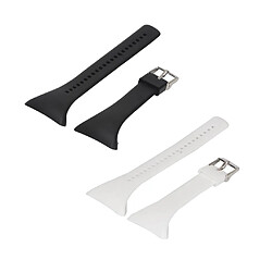 2pcs Bracelet de Montre en Silicone Bande de Remplacement pour FT4 Polar FT7 Ft Noir + Blanc