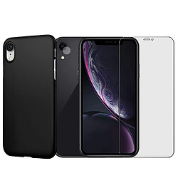 Protection intégrale Verre Trempé pour iPhone XR + Verre Trempé Caméra Arrière + Coque souple silicone Noire - Visiodirect -