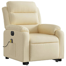 Avis Maison Chic Fauteuil Relax pour salon, Fauteuil inclinable de massage électrique Crème Tissu -GKD22726