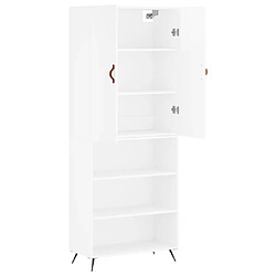 Avis vidaXL Buffet haut Blanc brillant 69,5x34x180 cm Bois d'ingénierie