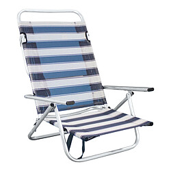 HEVEA Fauteuil de plage en aluminium Maribel rayé bleu