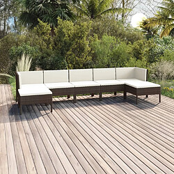 Maison Chic Salon de jardin 7 pcs + coussins - Mobilier/Meubles de jardin - Table et chaises d'extérieur Résine tressée Marron -MN23616