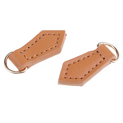 2 Pcs En Cuir Zipper Tags Fixer Tirer Remplacement BRICOLAGE Portefeuille Sac À Main Brown pas cher