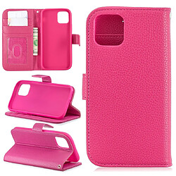 Wewoo Coque Etui à rabat en cuir pour Lychee iPhone 11 support fentes cartes portefeuille et cadre photo rose