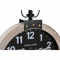 Avis Horloge Murale DKD Home Decor 40 x 6,5 x 46 cm Noir Marron Fer Vintage Bois MDF Mappemonde (2 Unités)