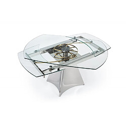 Inside 75 Table de repas extensible WATCH plateau verre transparent piétement métal chromé