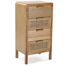 Versa Commode en paulownia et rotin Cannage 4 tiroirs