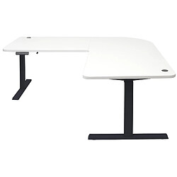 Avis Decoshop26 Bureau d'angle table d'ordinateur réglable en hauteur électriquement 178 x 178 cm HDF blanc noir 04_0006024