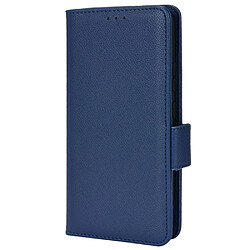 Etui en PU texture litchi avec support, bleu foncé pour votre Realme C11