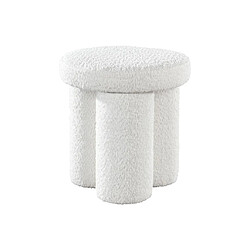 Avis Vente-Unique Pouf en tissu bouclette blanc CONOMO