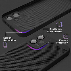 Moozy VentiGuard Coque de téléphone pour Xiaomi Redmi Note 12 Pro 5G, Noir – Housse respirante avec motif perforé pour la circulation de l'air, ventilation, anti-surchauffe