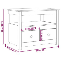 vidaXL Table basse Gris 71x49x55 cm Bois massif de pin pas cher