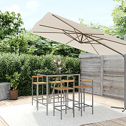 vidaXL Ensemble de bar jardin 5 pcs gris poly rotin/bois massif acacia