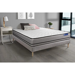 ACTISOM Ensemble matelas ACTIMEMO 140x200cm 2 faces à MÉMOIRE DE FORME 3zones de confort + sommier KIT gris