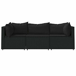 Avis Maison Chic Salon de jardin 3 pcs + coussins - Mobilier/Meubles de jardin - Table et chaises d'extérieur Noir Résine tressée -MN16332