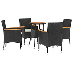 vidaXL Ensemble de bistro de jardin 5 pcs coussins noir poly rotin